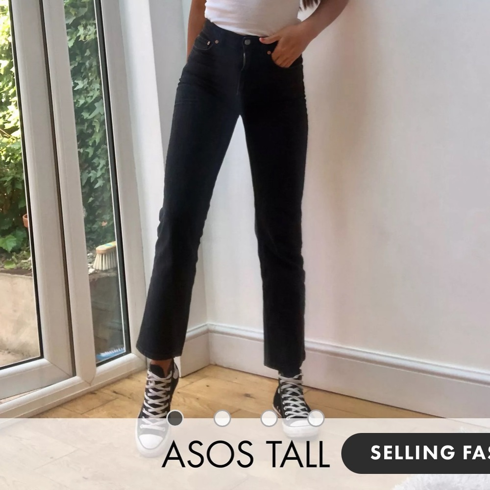 ASOS DESIGN tall high rise stretch ‘slim’ straight leg jeans in black